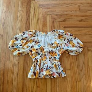 Abercrombie & Fitch Floral Puff Sleeve Top